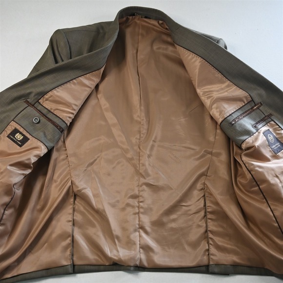 Caravelli 46R 36x29 Tan Green Brown Super 150s 3 Piece Vest Mens Suit - Picture 6 of 12